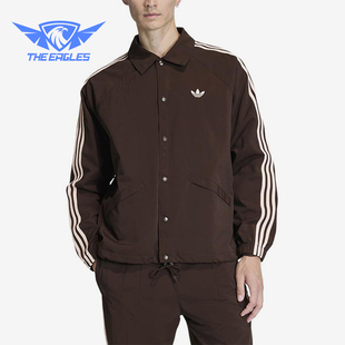 Adidas/阿迪达斯正品三叶草新款男棕色宽松夹克外套KE3595