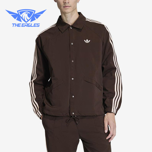 Adidas/阿迪达斯正品三叶草新款男棕色宽松夹克外套KE3595