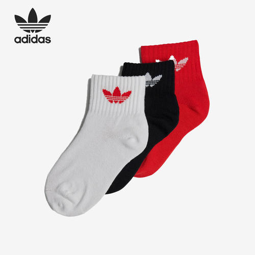 Adidas/阿迪达斯正品三叶草小童运动休闲短筒袜三双装IB9295