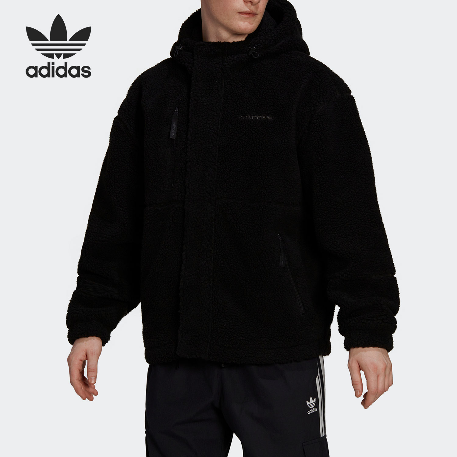 Adidas/阿迪达斯正品三叶草男子摇粒绒保暖夹克外套 HN0388
