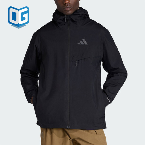 Adidas/阿迪达斯正品MT 2L RAIN J男士运动户外连帽冲锋衣JY4118
