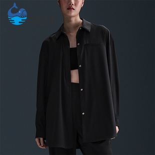 Nike/耐克正品2025秋季款女士休闲运动翻领长袖衬衫HM8385-010