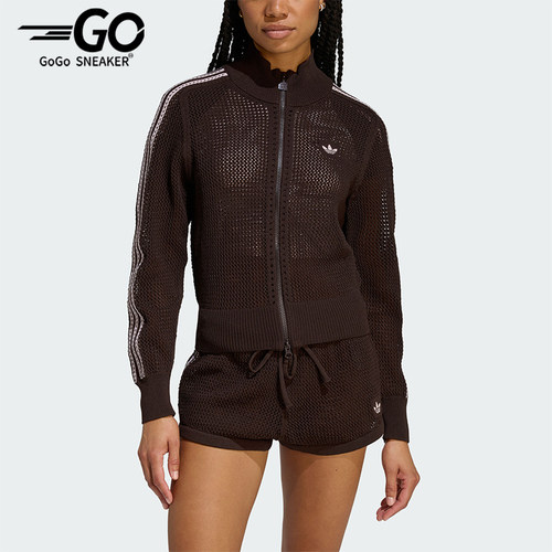 Adidas/阿迪达斯正品三叶草女士休闲立领针织透气开衫外套KE0202