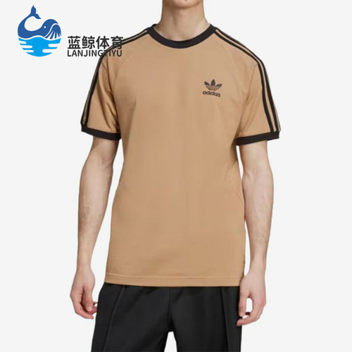 Adidas/阿迪达斯正品三叶草男士三条纹圆领修身短袖T恤JY1370