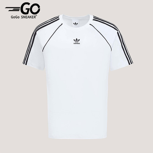 Adidas/阿迪达斯正品三叶草男士简约圆领经典条纹透气T恤KY2871