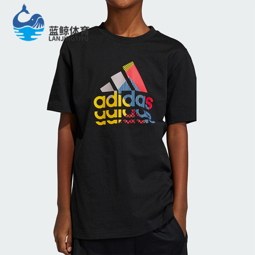 Adidas/阿迪达斯正品夏季儿童图案透气圆领休闲短袖IB9136