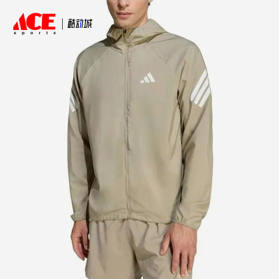 Adidas/阿迪达斯正品S新款男卡其白色运动经典休闲连帽夹克KQ8062