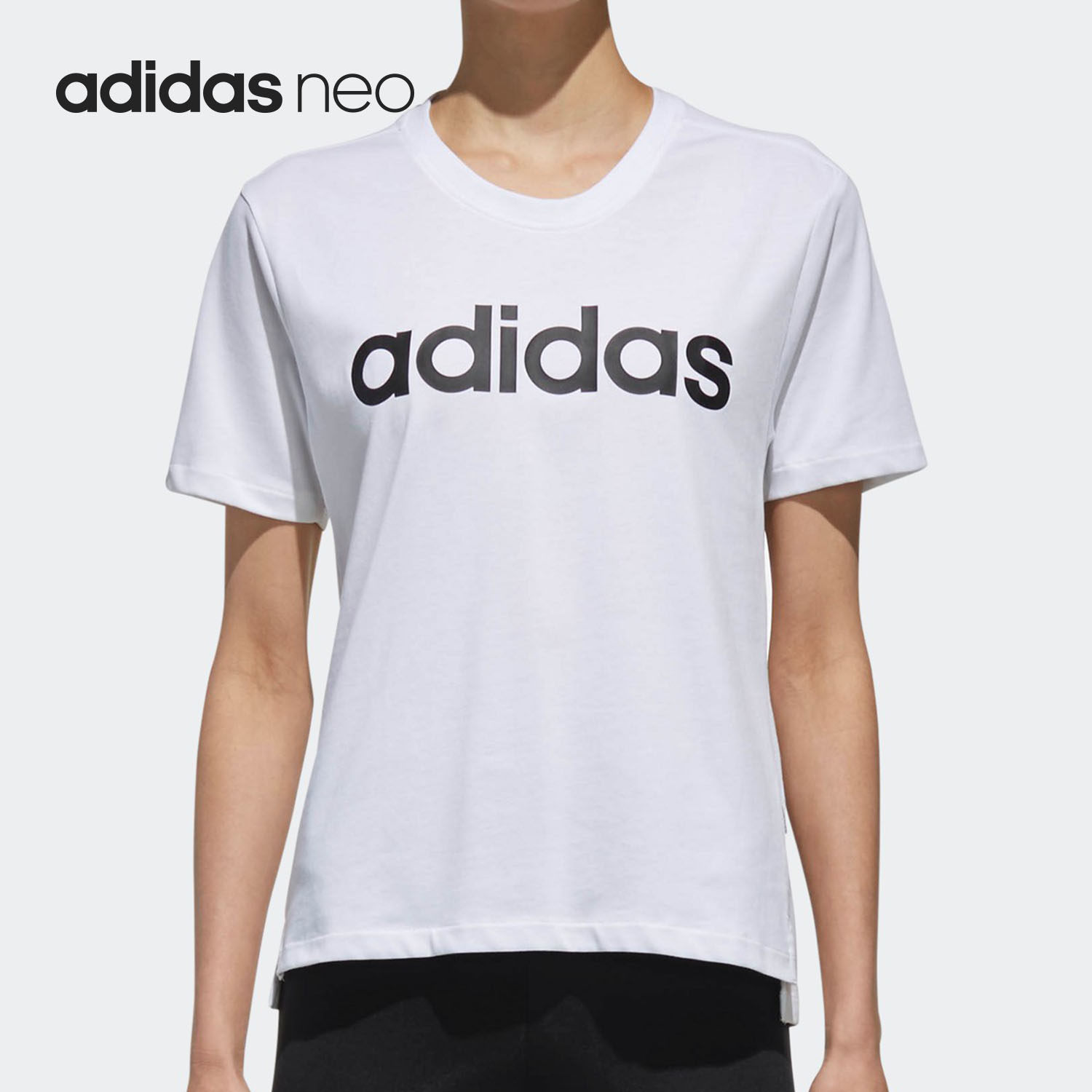 Adidas/阿迪达斯正品NEO女子运动休闲针织透气短袖T恤 DM4147