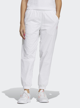 Adidas/阿迪达斯白女子休闲百搭透气舒适梭织条纹运动长裤GP5409