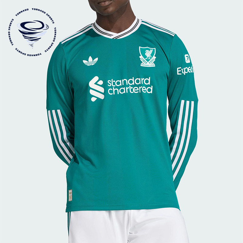 Adidas/阿迪达斯正品2025男士刺绣足球运动透气修身长袖T恤JV6460 - 实物图