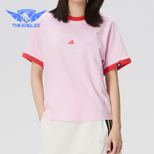 Adidas/阿迪达斯正品VERBIAGE新款女粉红色经典运动短袖T恤KB7195