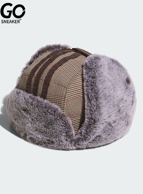 Adidas/阿迪达斯正品三叶草男女款经典保暖格纹运动护耳帽IA8906