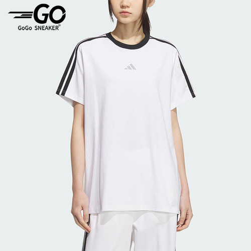 Adidas/阿迪达斯正品2025夏季款女士套头针织透气宽松短袖KB7759
