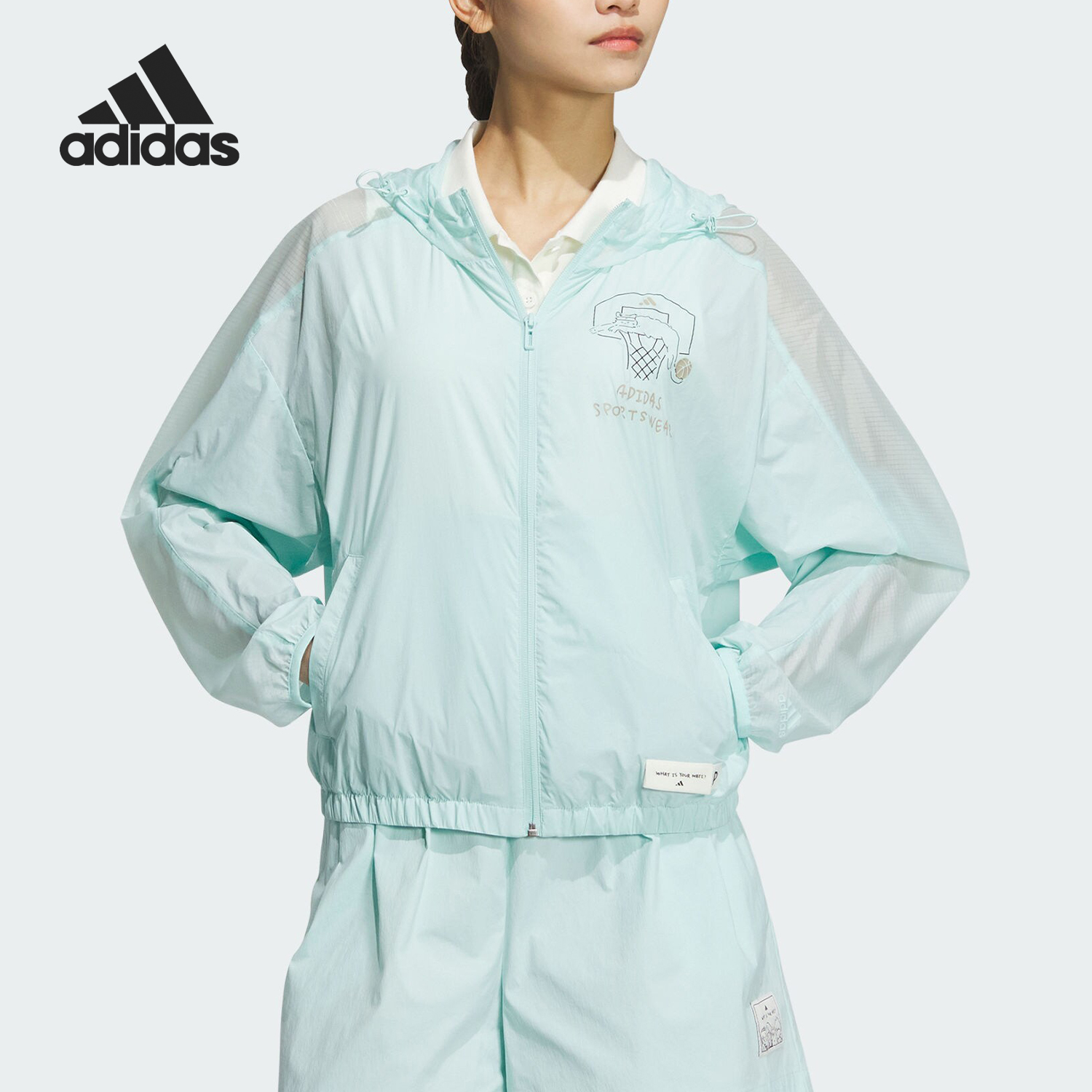 阿迪达斯女士梭织休闲夹克外套