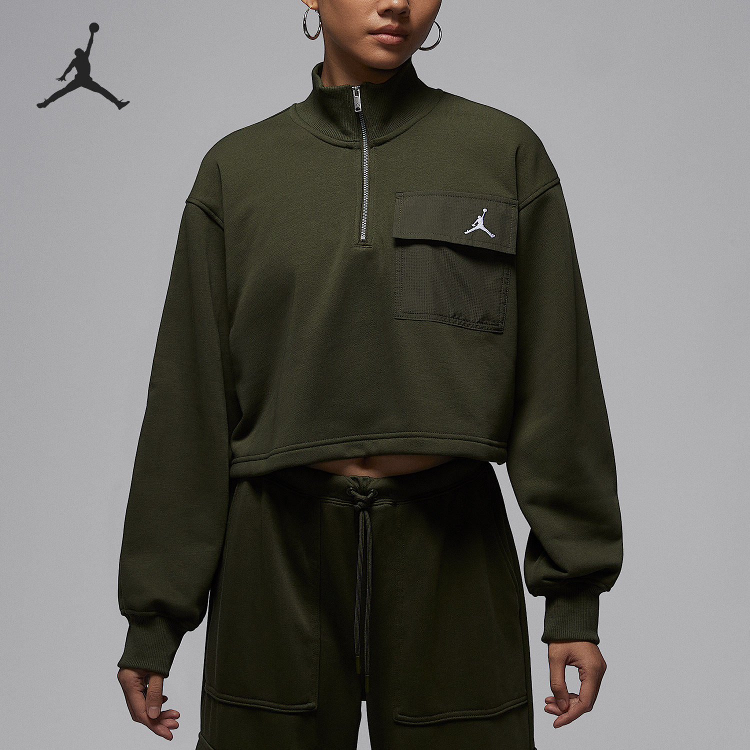 Nike/耐克官方正品JORDAN女士立领套头耐穿休闲卫衣IF1070-325