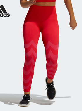 Adidas/阿迪达斯正品夏季女士印花健身运动紧身九分裤GU9526