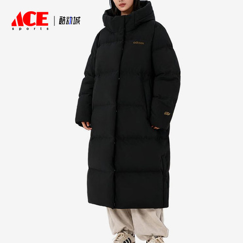 Adidas/阿迪达斯正品女士休闲舒适连帽长款高领羽绒服KC2169