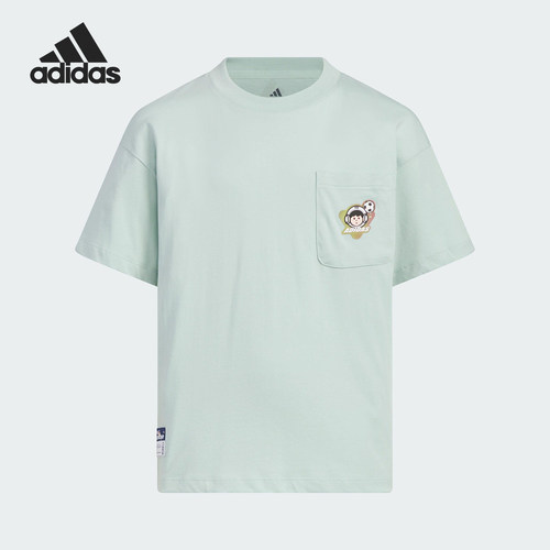 Adidas/阿迪达斯正品2025夏季儿童印花运动圆领短袖JM7994