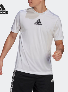 Adidas/阿迪达斯正品春季男子透气中心标运动休闲T恤GM2135