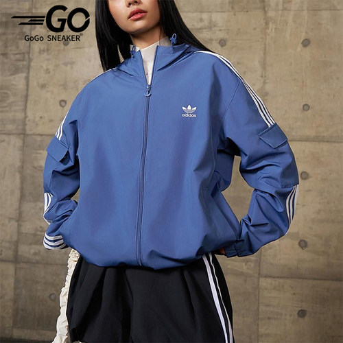 Adidas/阿迪达斯正品三叶草男女连帽经典运动梭织防风外套KB1946