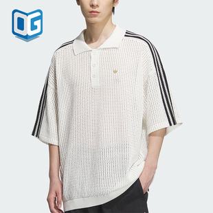 Adidas/阿迪达斯正品三叶草男士运动宽松休闲透气翻领短袖KF0403