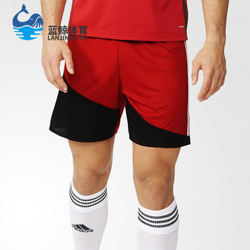 Adidas/阿迪达斯正品短裤新款男红黑色经典足球运动短裤AJ5869