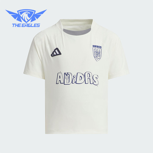 Adidas/阿迪达斯正品2025夏季款小童运动经典印花圆领T恤JM3440