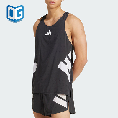 Adidas/阿迪达斯正品夏季男士修身圆领跑步侧开叉背心T恤JM7806