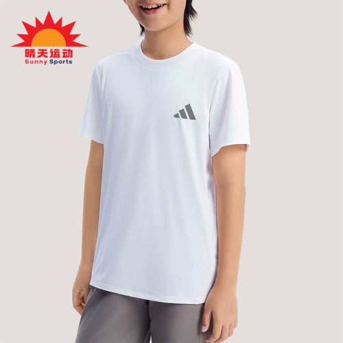 Adidas/阿迪达斯正品2026春季儿童圆领简约亲肤运动休闲T恤KG5982