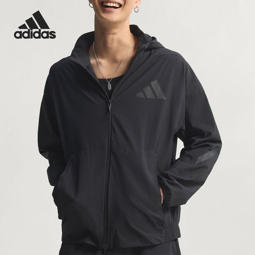 Adidas/阿迪达斯官方正品春季男士连帽运动简约梭织外套KD8494
