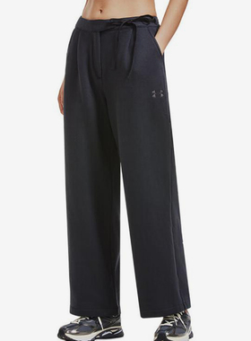 UA/安德玛正品新款女士简约抓绒训练透气宽松直筒长裤1388059-001