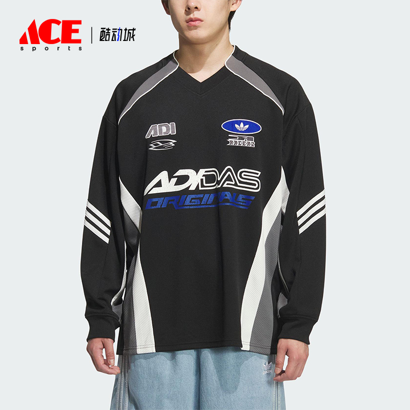 Adidas/阿迪达斯正品三叶草男士运动宽松赛车风印花长袖KF5155