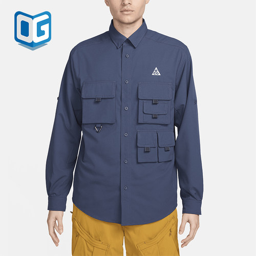 Nike/耐克正品Dri-FIT男士透气翻领单排扣长袖衬衫T恤DN3936-437