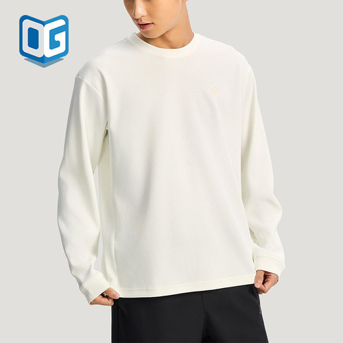 Adidas/阿迪达斯正品2025冬季款男士日常圆领套头针织卫衣KR2541