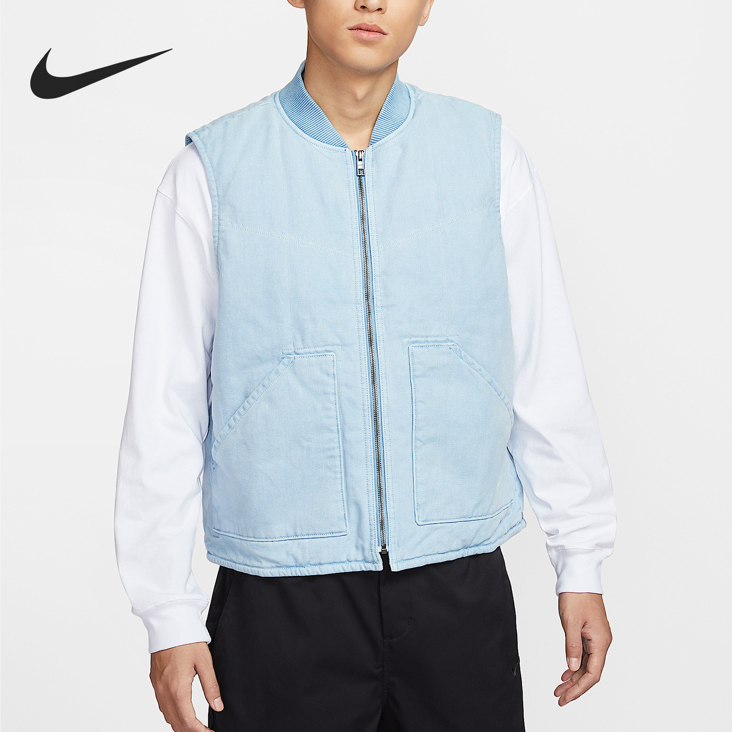 Nike/耐克官方正品Life男士加衬宽松工装立领休闲马甲FZ6578-422