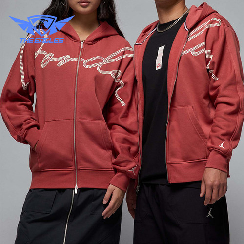 Nike/耐克正品JORDAN男士加绒连帽针织印花外套HF9296-691