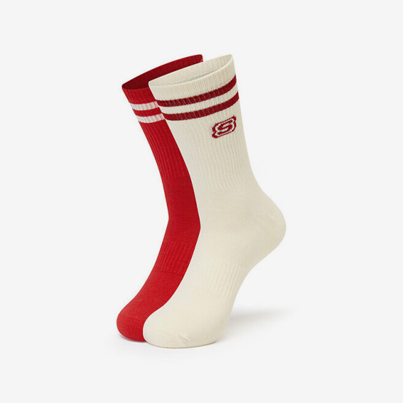 Skechers/斯凯奇正品2024新款男女柔软舒适休闲运动袜两双装