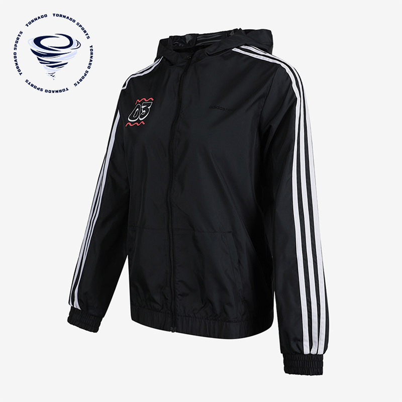Adidas/阿迪达斯正品新款女士印花经典运动梭织连帽外套GJ5333