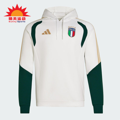 Adidas/阿迪达斯正品TIRO新款男米白绿色经典足球连帽卫衣JZ9364