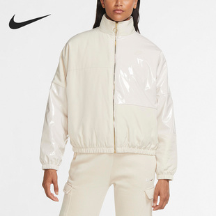 女子亮面拼接运动立领夹克外套CZ1870 夏季 140 耐克正品 Nike