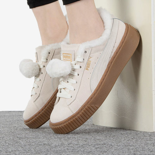 Puma/彪马正品冬季新款女子休闲加绒毛球运动板鞋392193-01