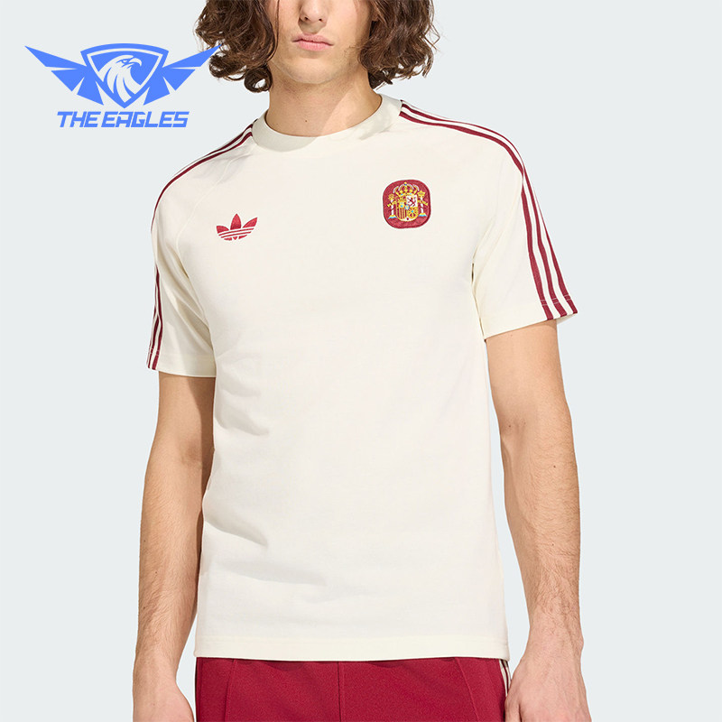 Adidas/阿迪达斯正品三叶草男士条纹修身针织圆领运动T恤JZ2256图片