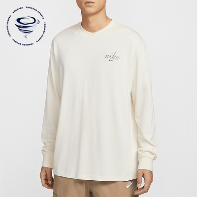 Nike/耐克正品Sportswear男士刺绣圆领长袖T恤HQ8166-901