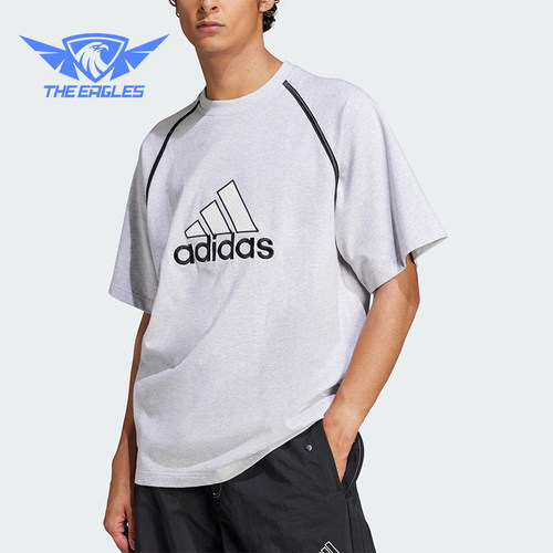 Adidas/阿迪达斯正品2025夏季男士宽松经典针织线条短袖IM7839
