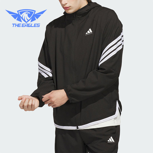 Adidas/阿迪达斯正品JACKET 男士休闲连帽篮球梭织运动外套KA9896