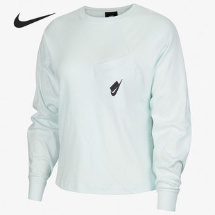 T恤套头卫衣DC5285 女子小logo刺绣浅蓝休闲长袖 394 耐克正品 Nike