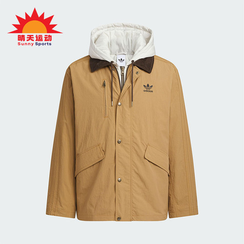 Adidas/阿迪达斯正品三叶草男士休闲连帽保暖二合一棉服KW1241