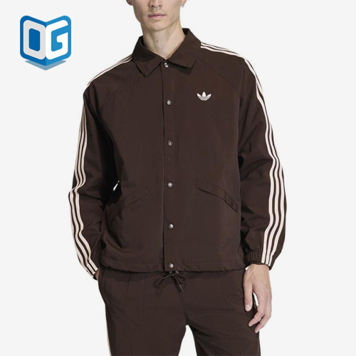 Adidas/阿迪达斯正品三叶草新款男棕色宽松夹克外套KE3595