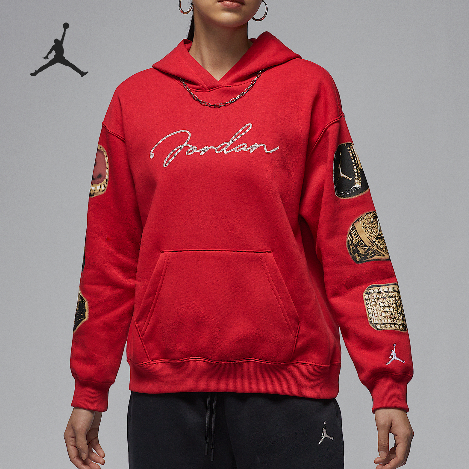 Nike/耐克官方正品JORDAN女士宽松加绒蛇年新年卫衣HJ0203-687