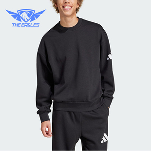 男士 Adidas 款 2025冬季 日常圆领套头耐穿卫衣JF3542 阿迪达斯正品